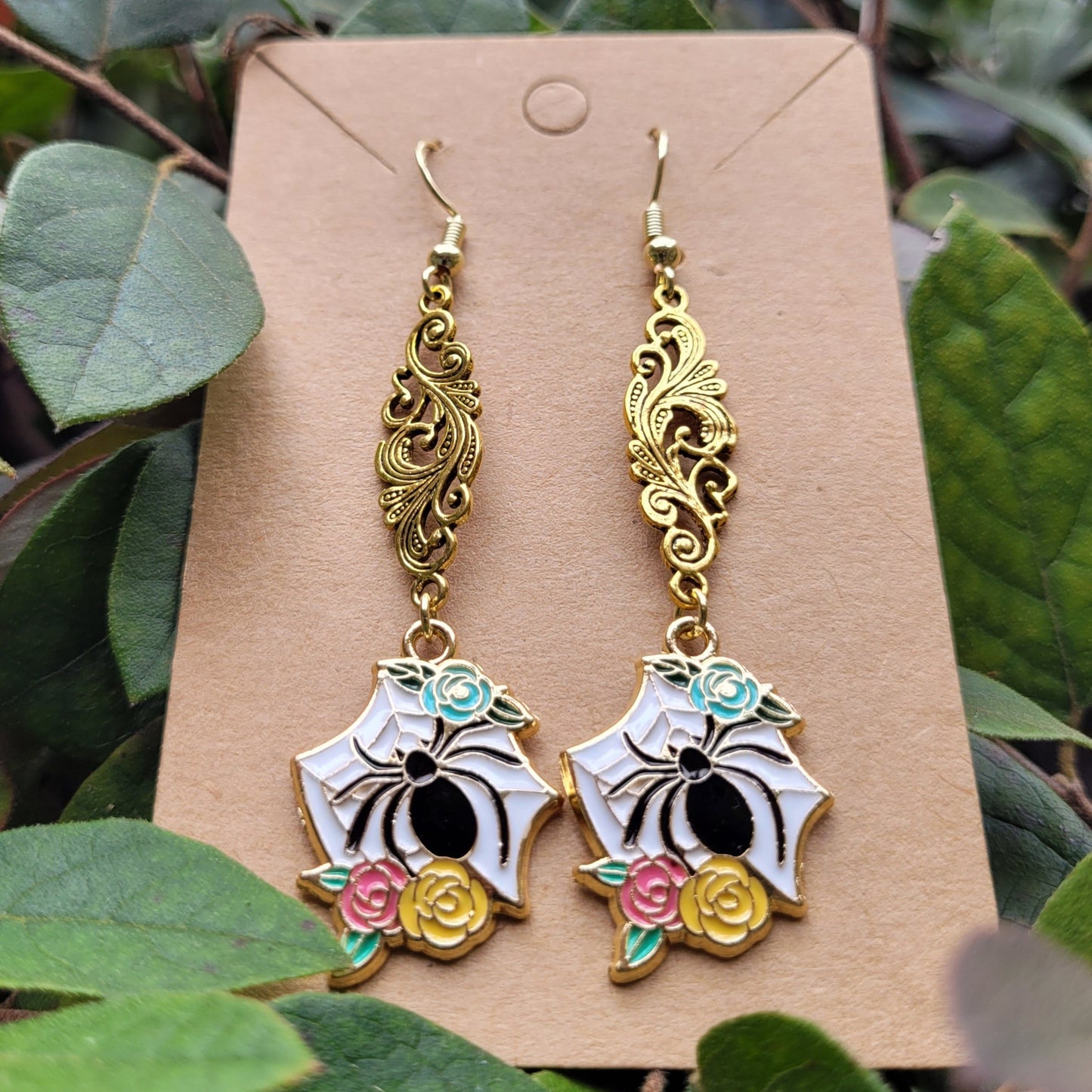 Spiders and Filigree Earrings