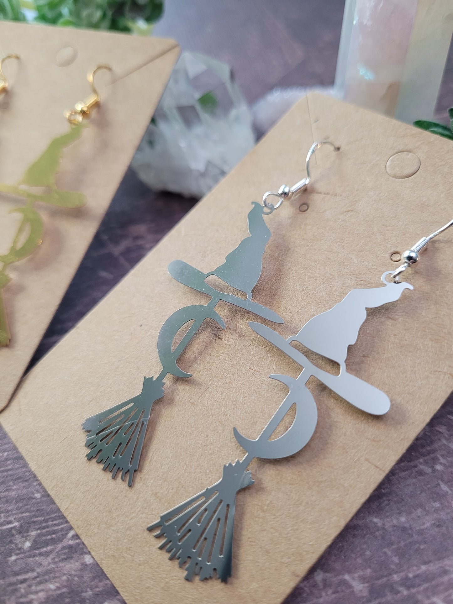 Witches Broom and Hat Earrings