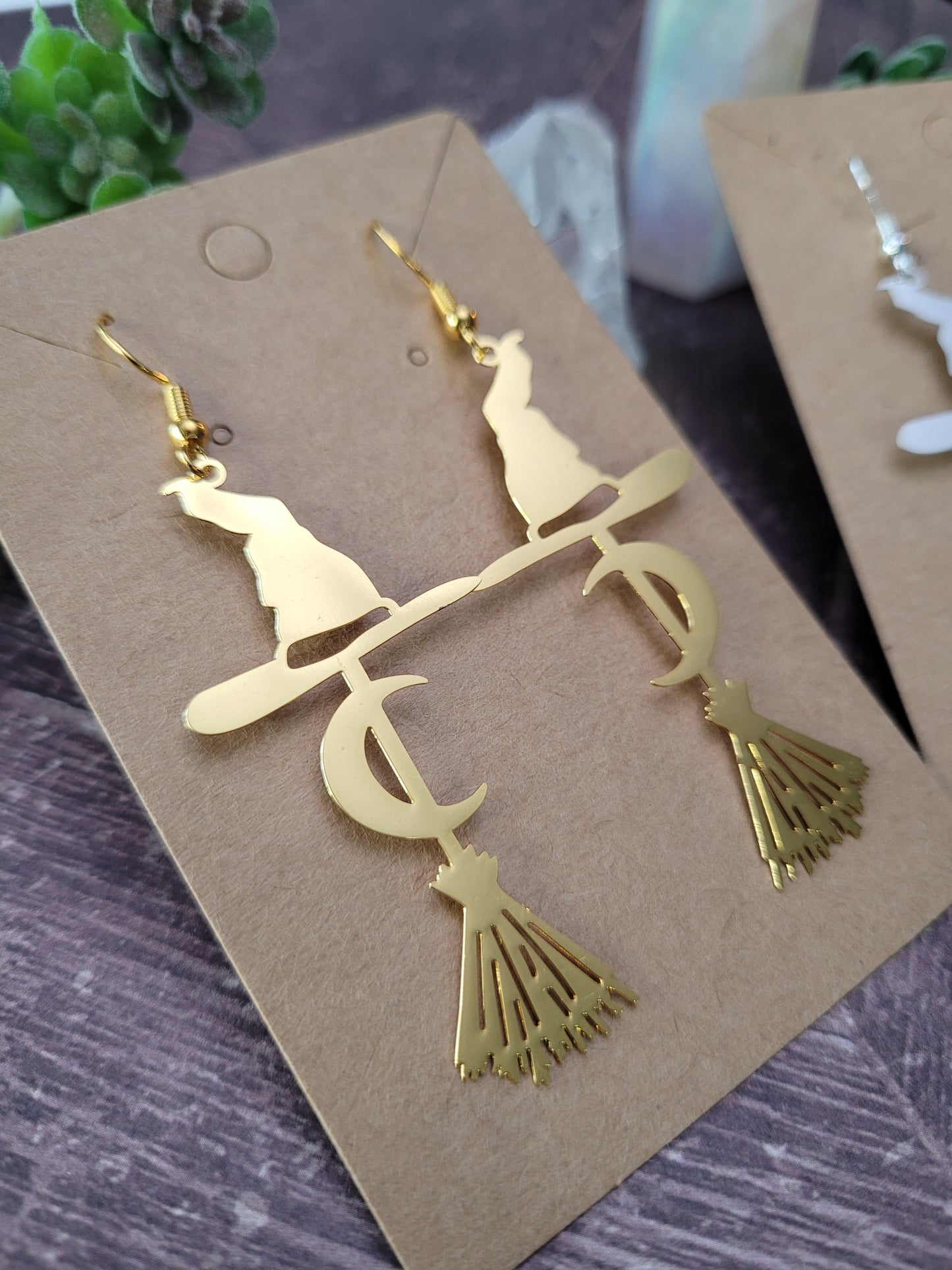 Witches Broom and Hat Earrings