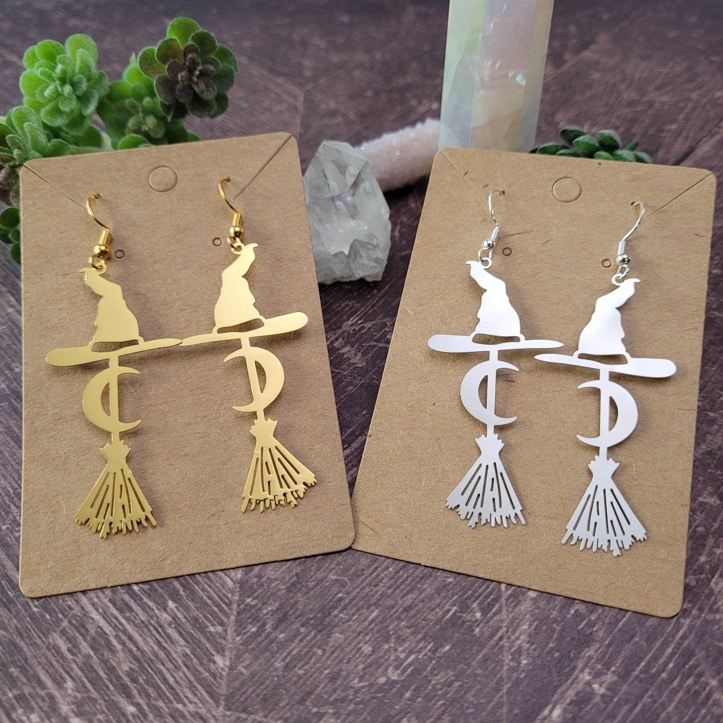 Witches Broom and Hat Earrings