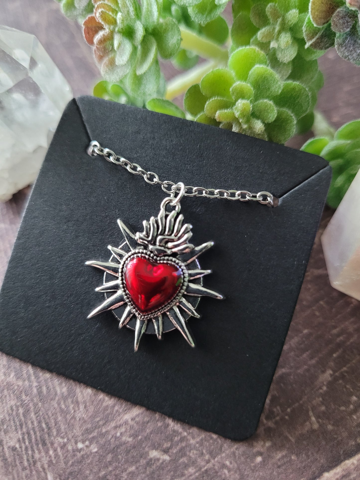 Red Sacred Heart Necklace