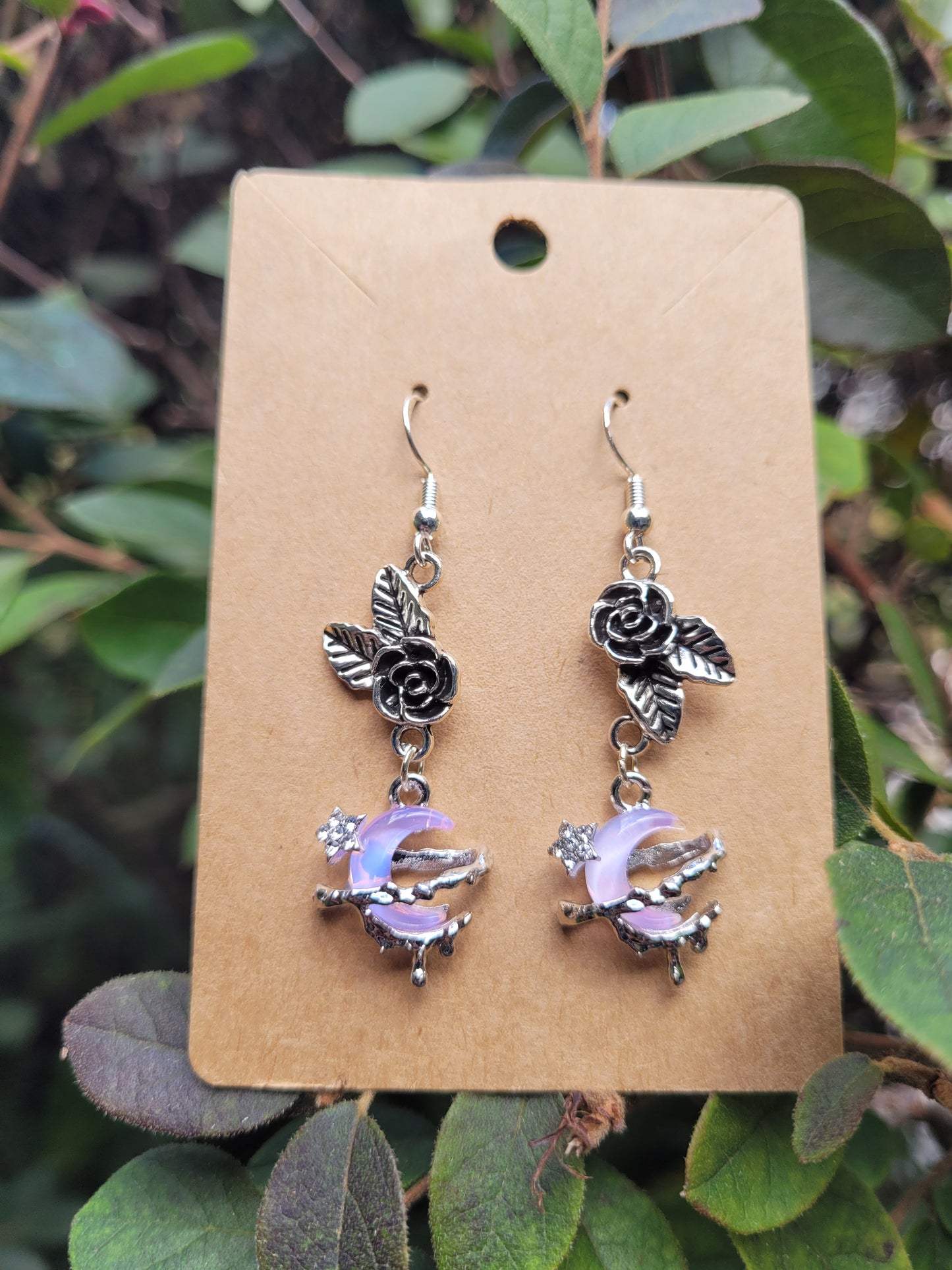 Melting Moon and Roses Earrings