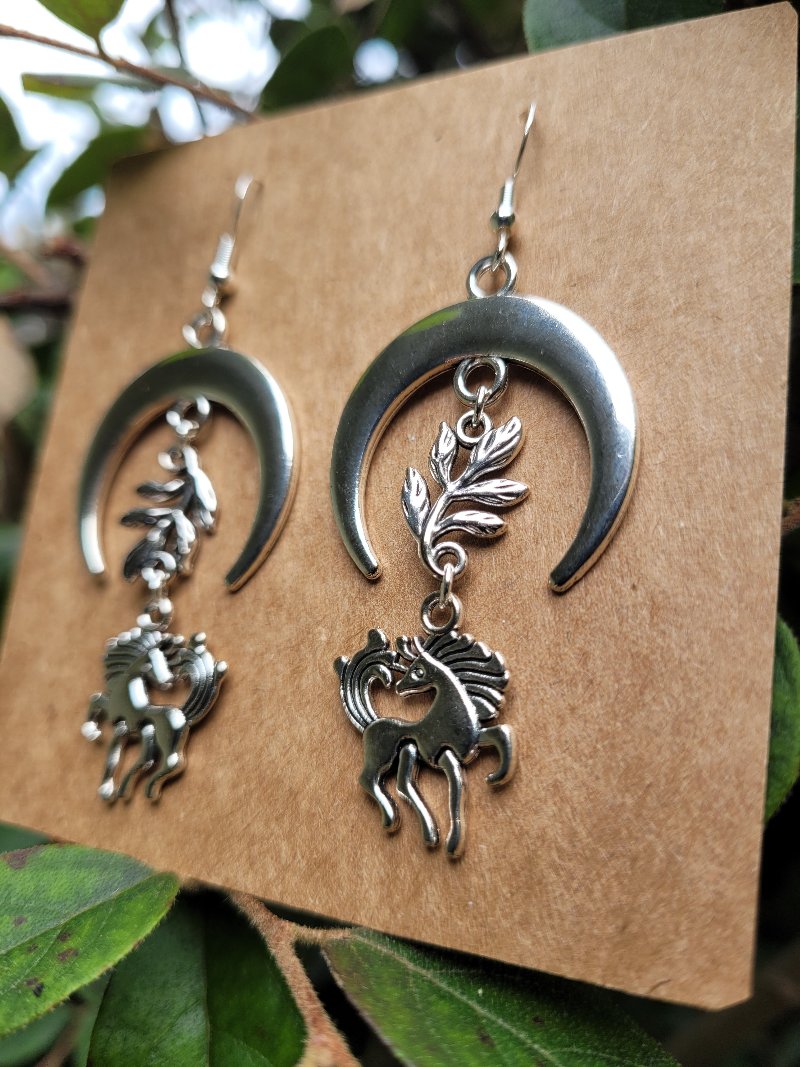 Crescent Moon Unicorn Earrings