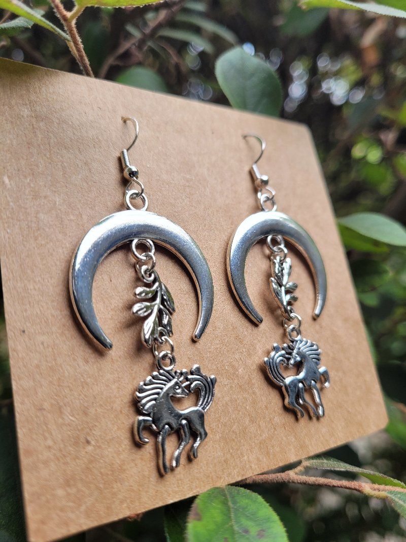 Crescent Moon Unicorn Earrings