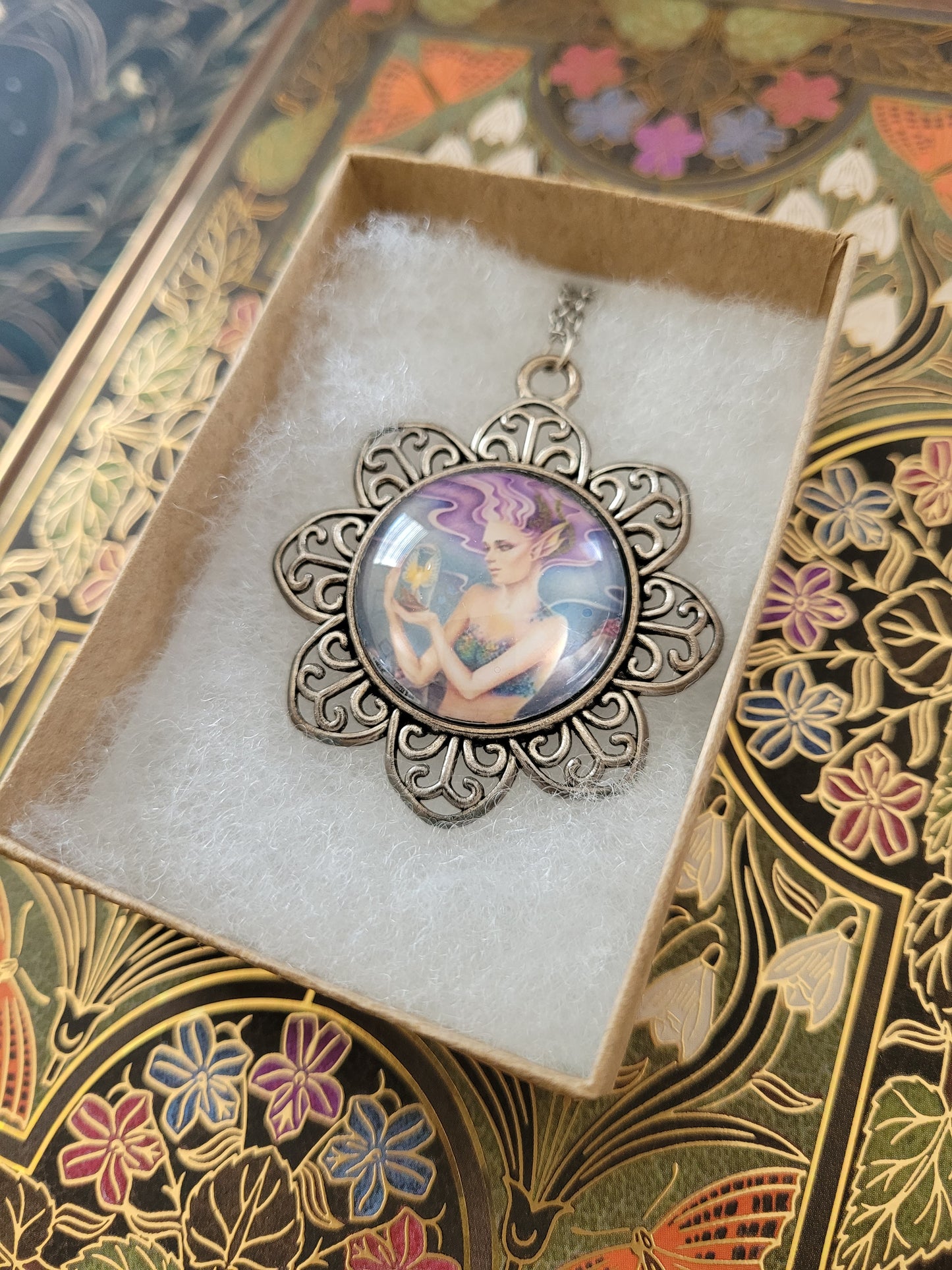 Mermaid Ornate Flower Pendant