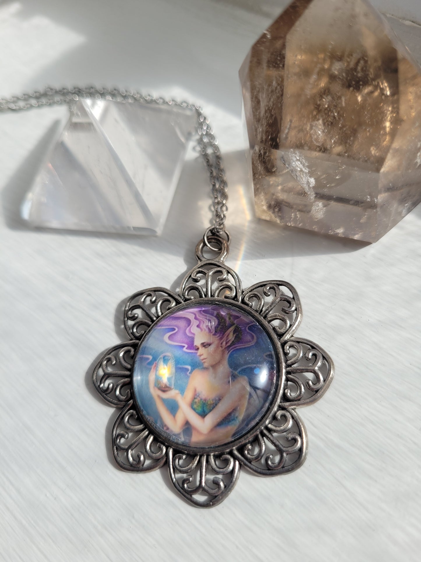 Mermaid Ornate Flower Pendant