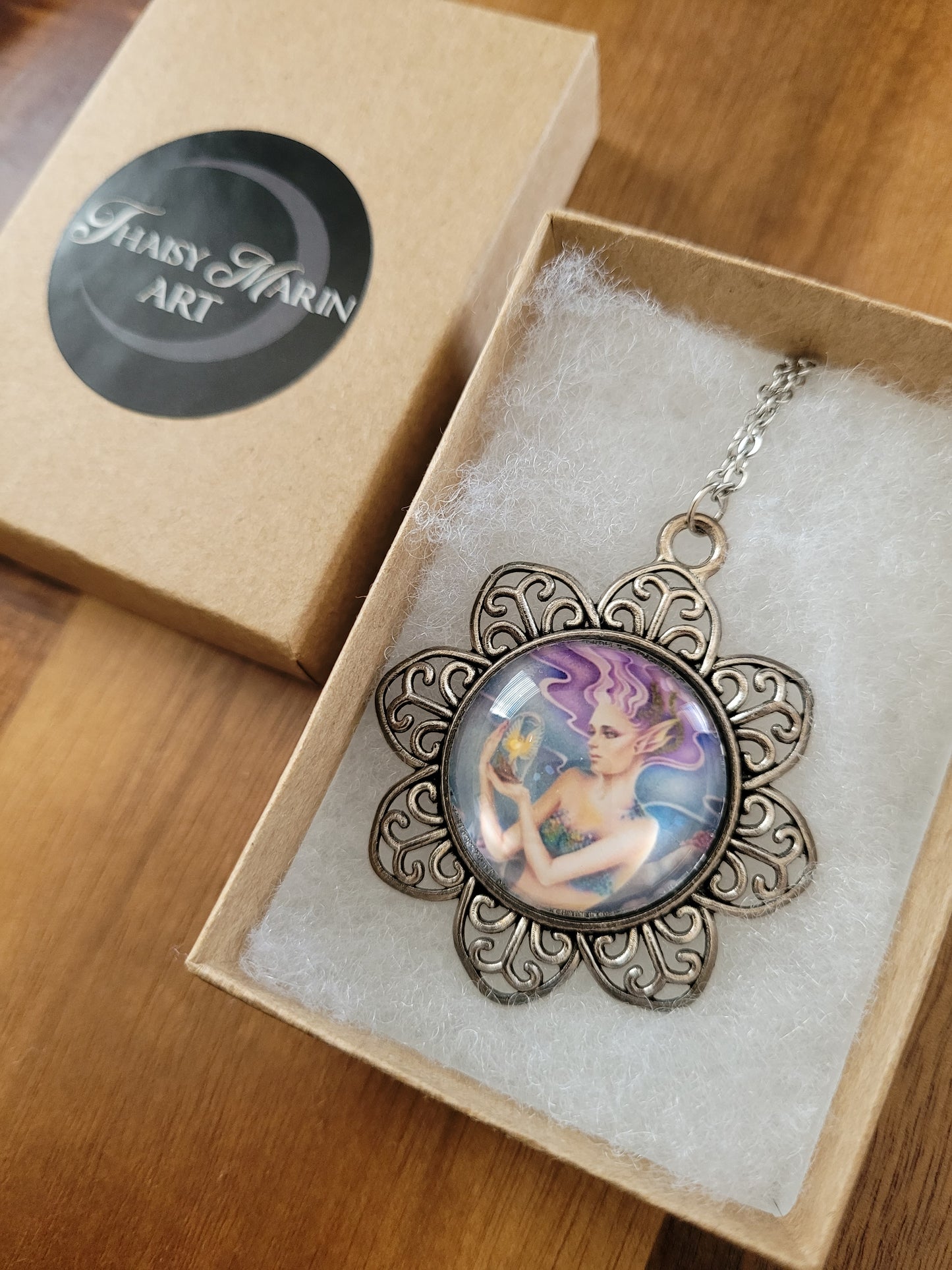 Mermaid Ornate Flower Pendant