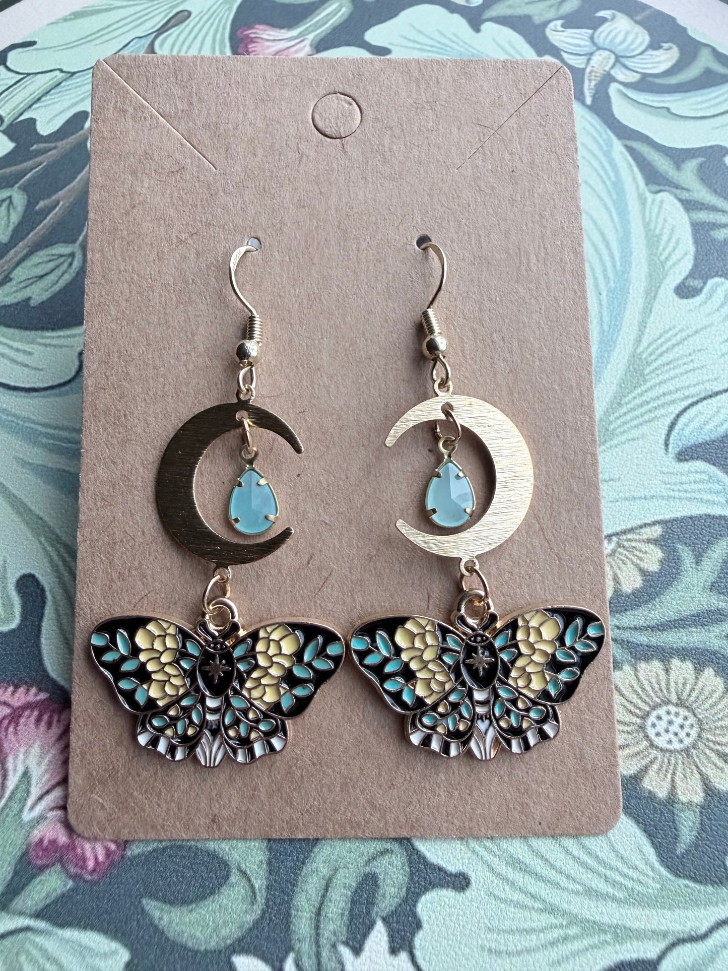 Nocturne Bloom | One-of-a-Kind Celestial Floral Moth Statement Earrings