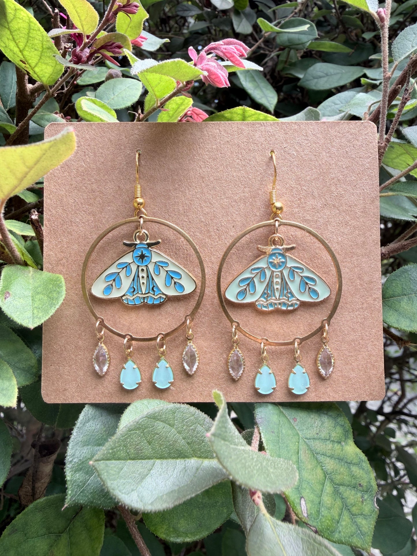 Moonlit Reverie | One-of-a-Kind Celestial Moth Hoop Earrings