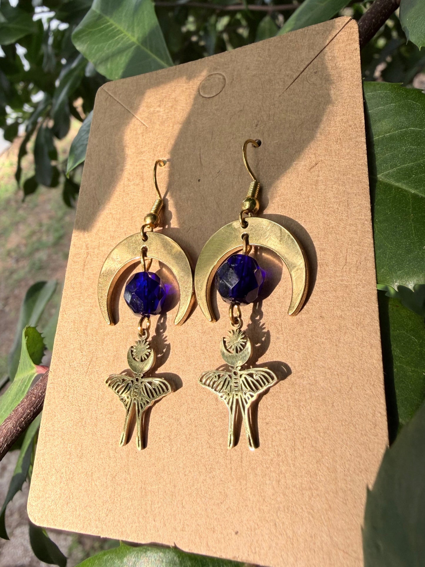 Blue Hour | One-of-a-Kind Celestial Moth Statement Earrings