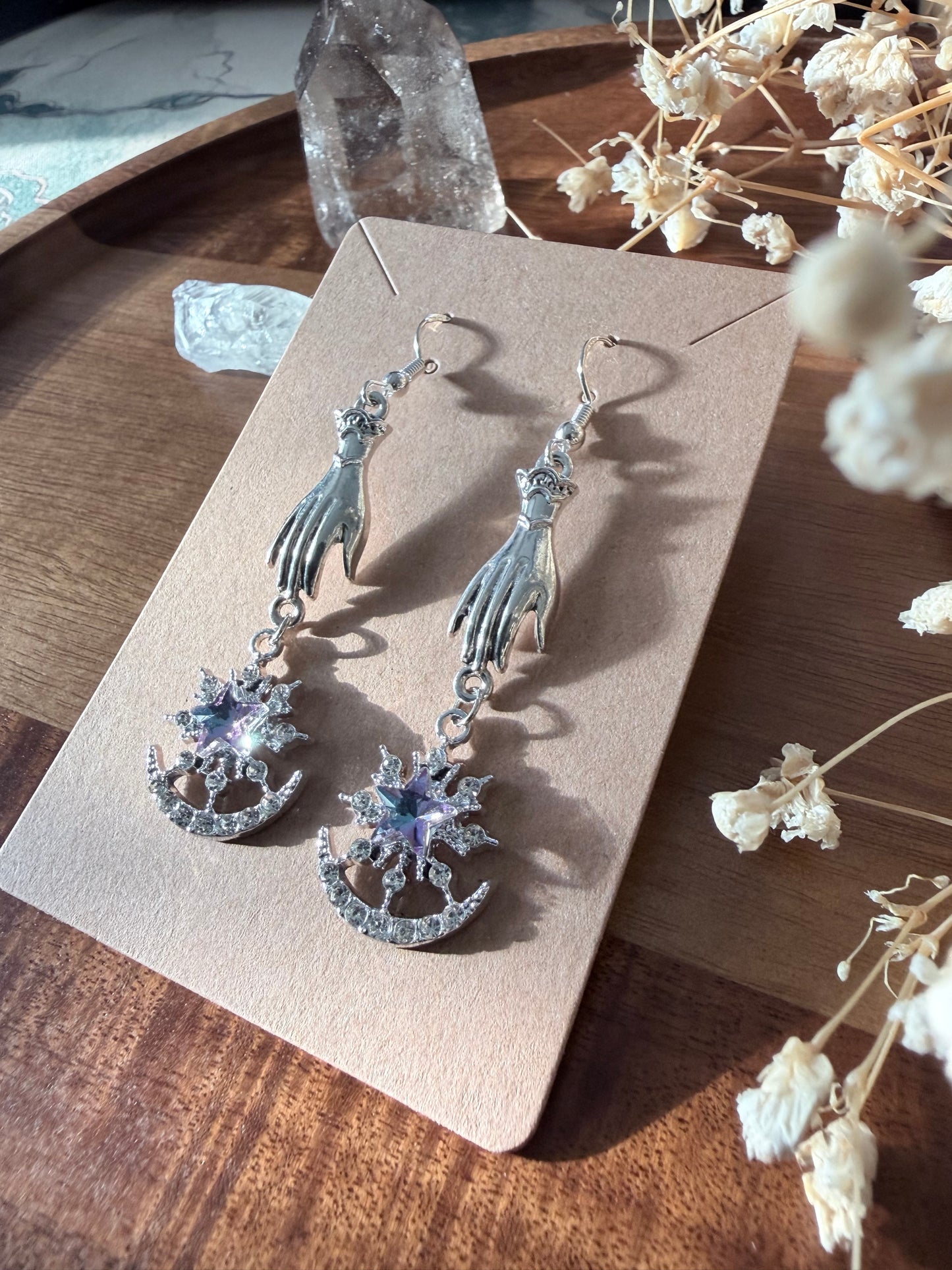 Starbound Wanderer Celestial Earrings | Gothic Moon & Star Jewelry