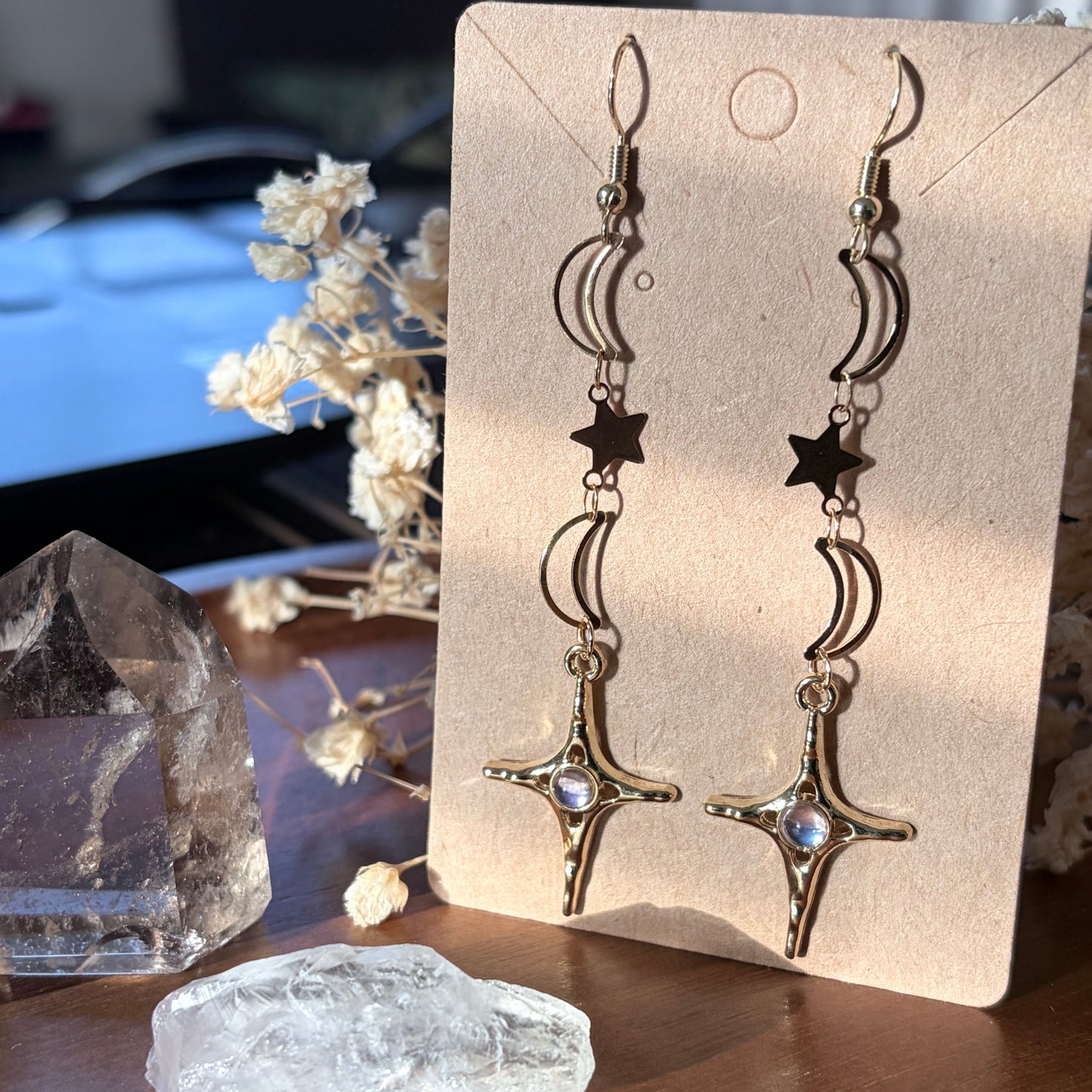 Astral Dreamer Celestial Earrings | 90s Whimsical Goth Moon & Star Jewelry
