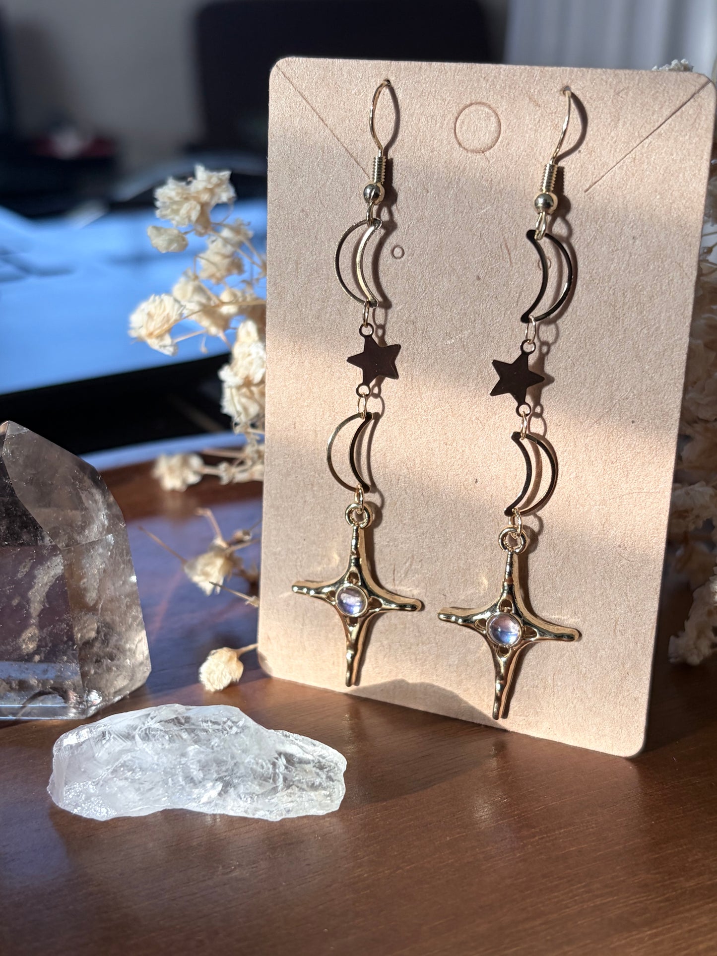 Astral Dreamer Celestial Earrings | 90s Whimsical Goth Moon & Star Jewelry