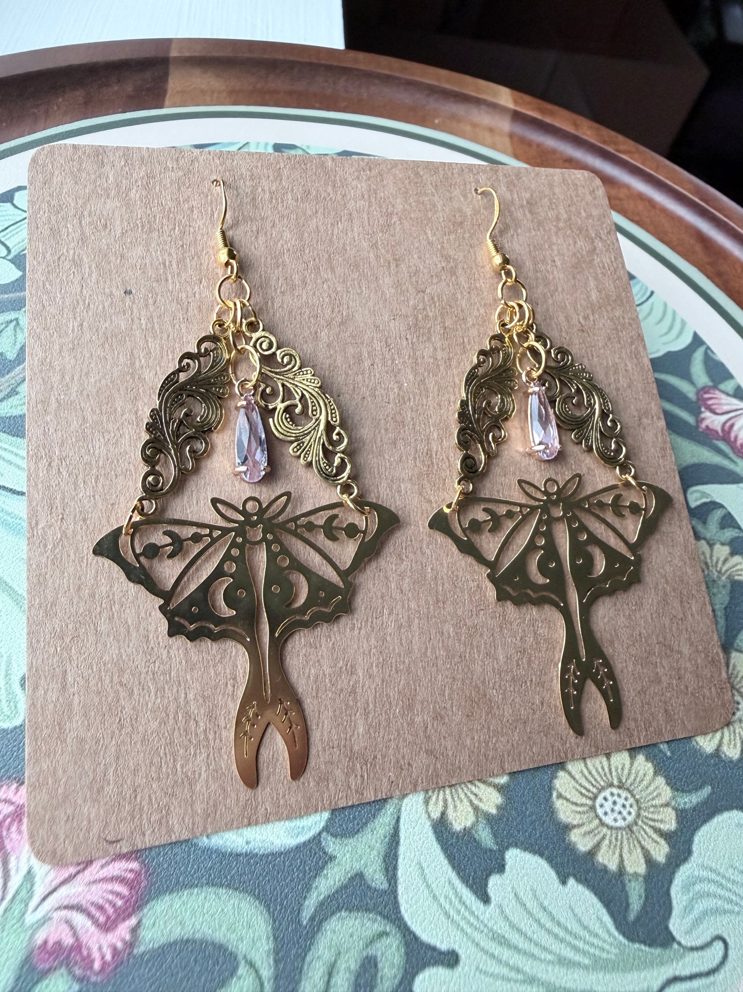 Twilight Veil | One-of-a-Kind Celestial Moth Statement Earrings