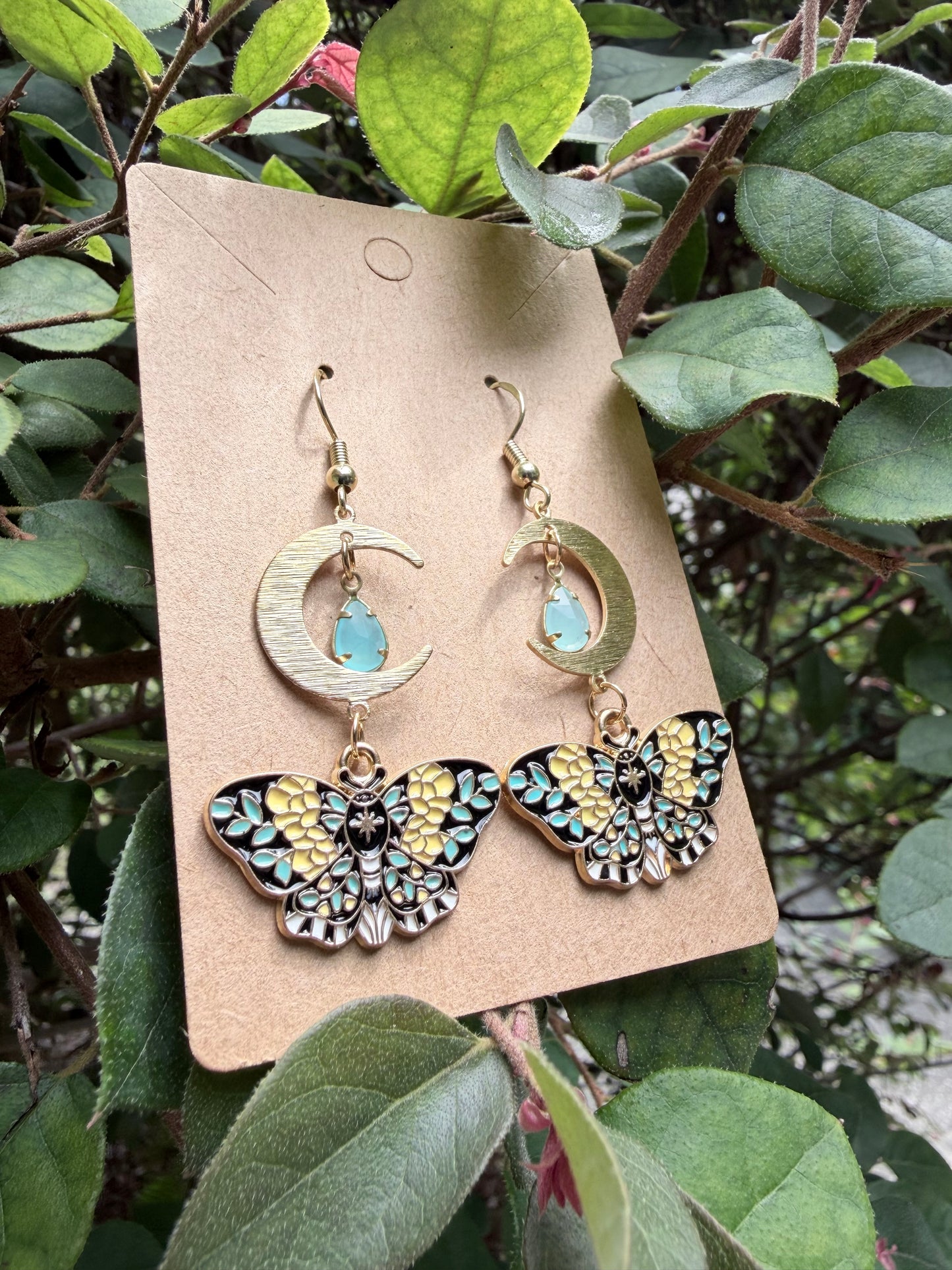 Nocturne Bloom | One-of-a-Kind Celestial Floral Moth Statement Earrings