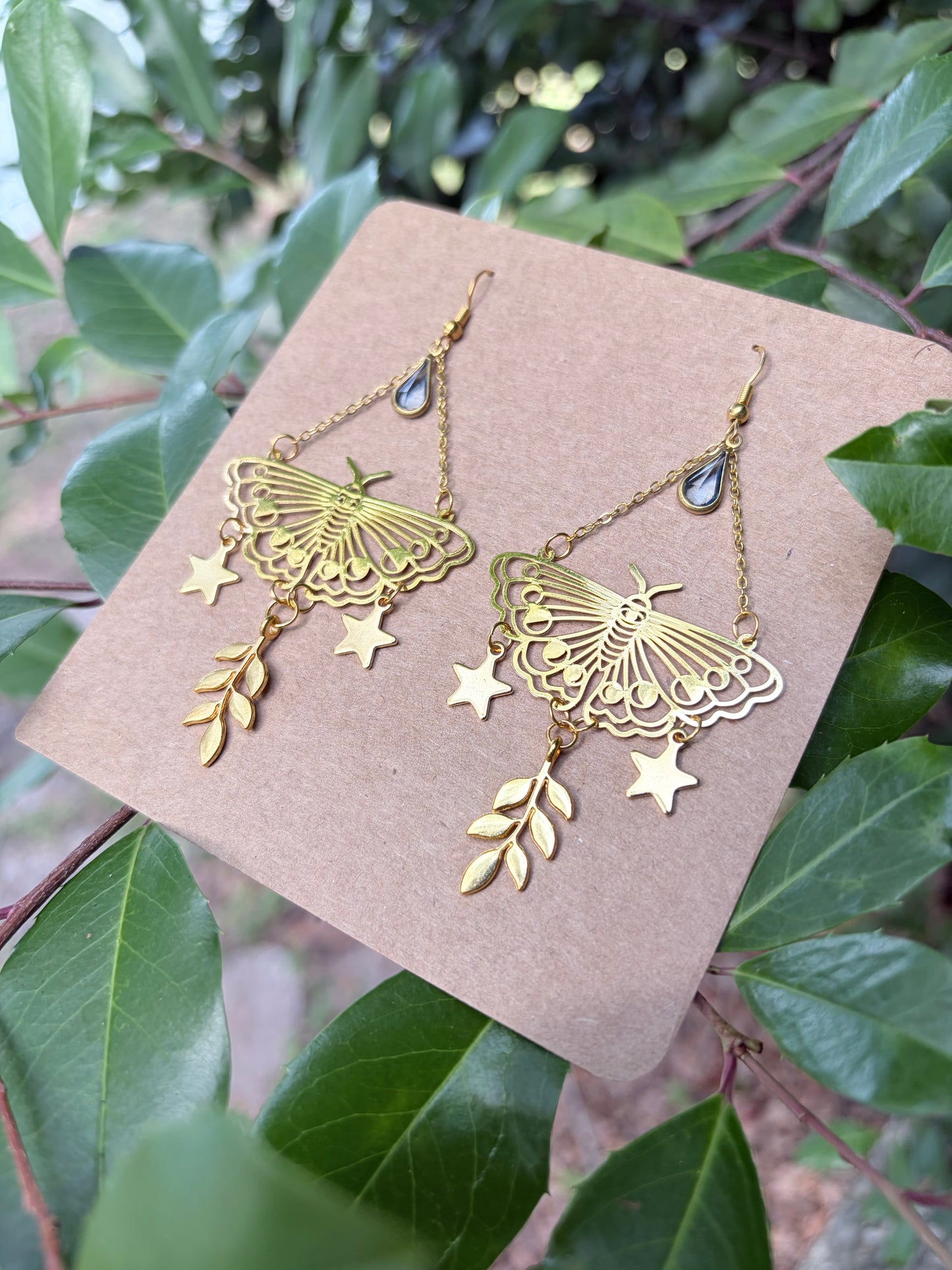 Drawn to the Light | One-of-a-Kind Celestial Moth Statement Earrings