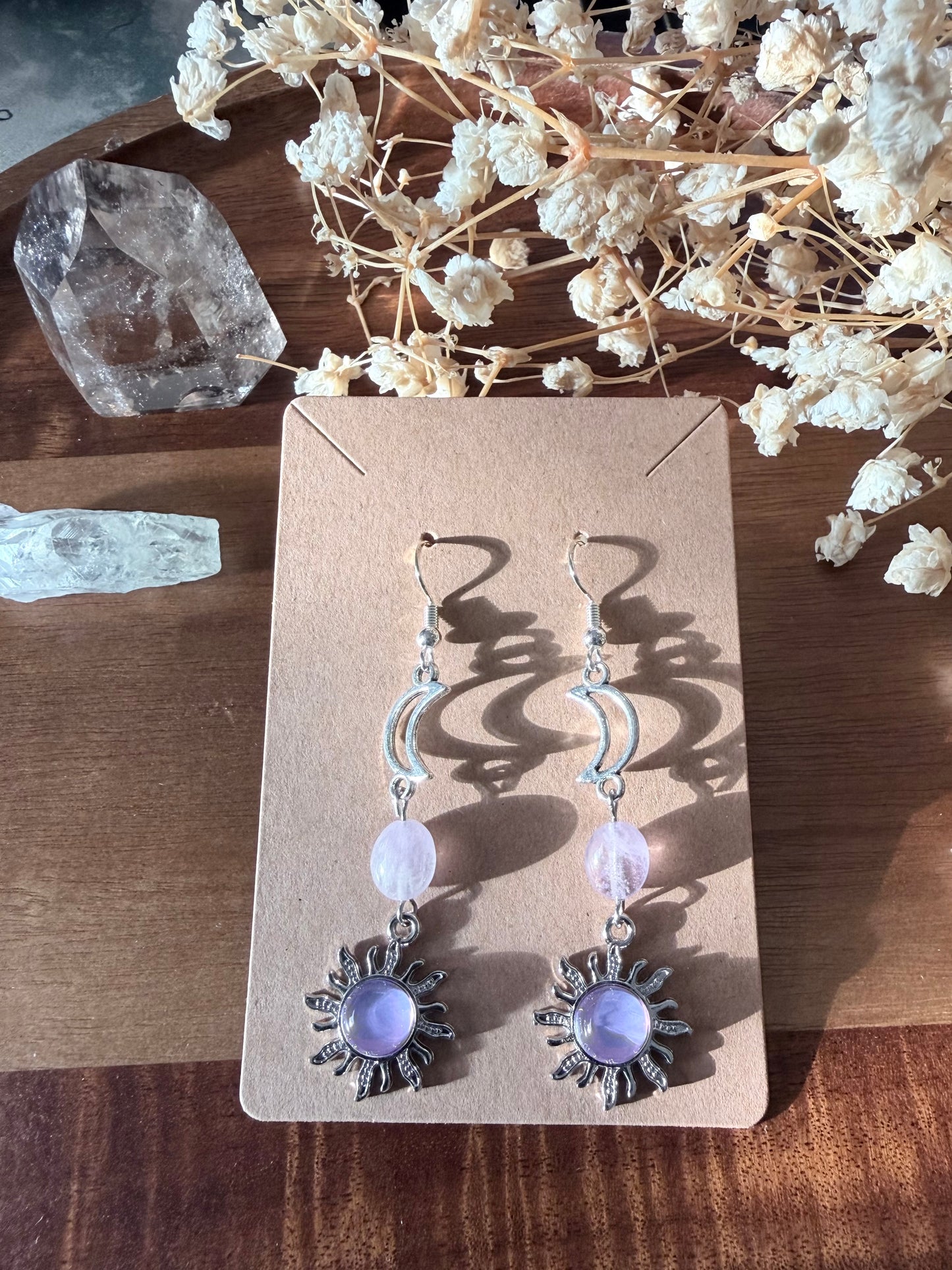 Lavender Eclipse Celestial Earrings | Whimsical Goth Moon & Sun Jewelry