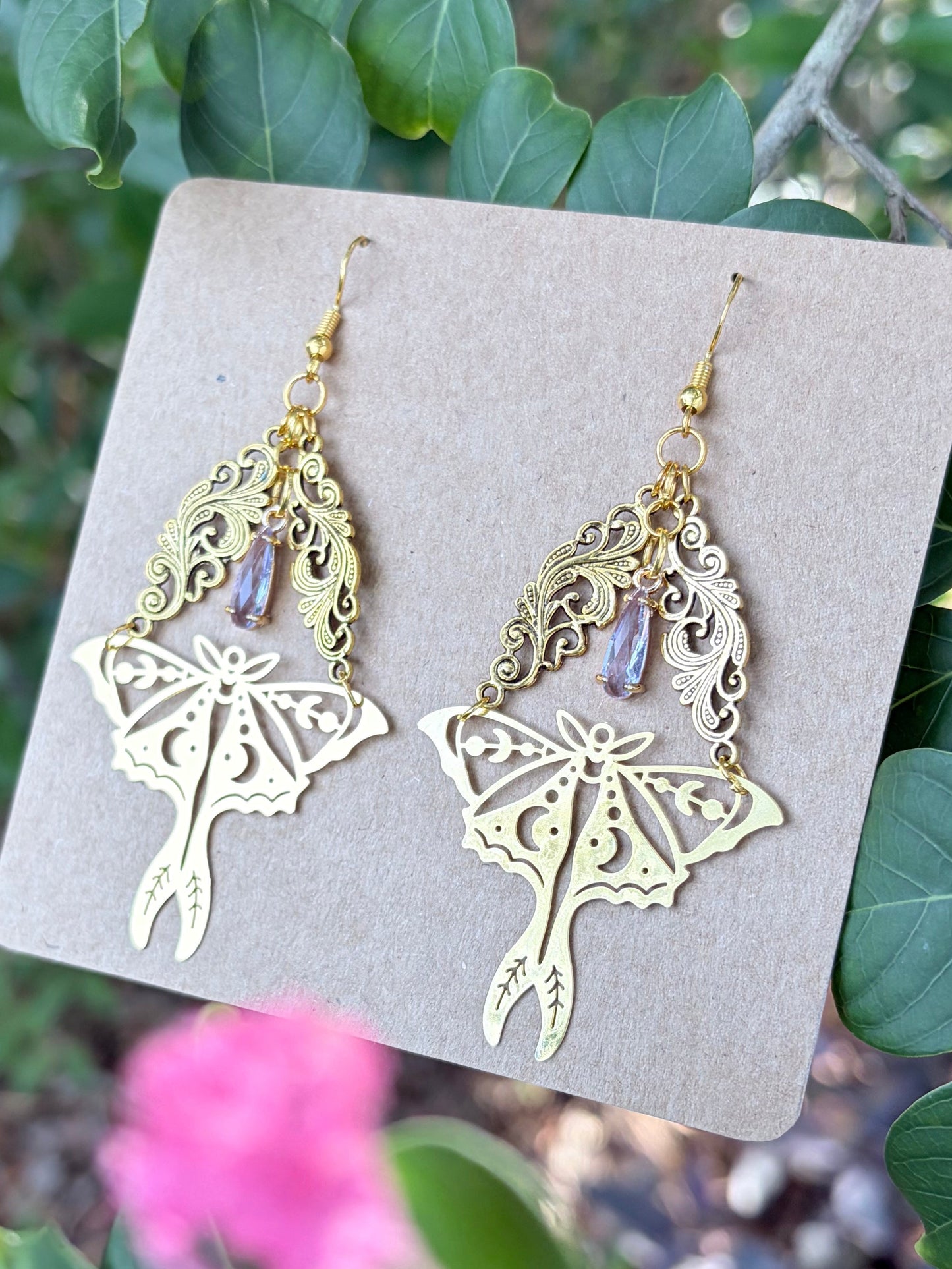 Twilight Veil | One-of-a-Kind Celestial Moth Statement Earrings