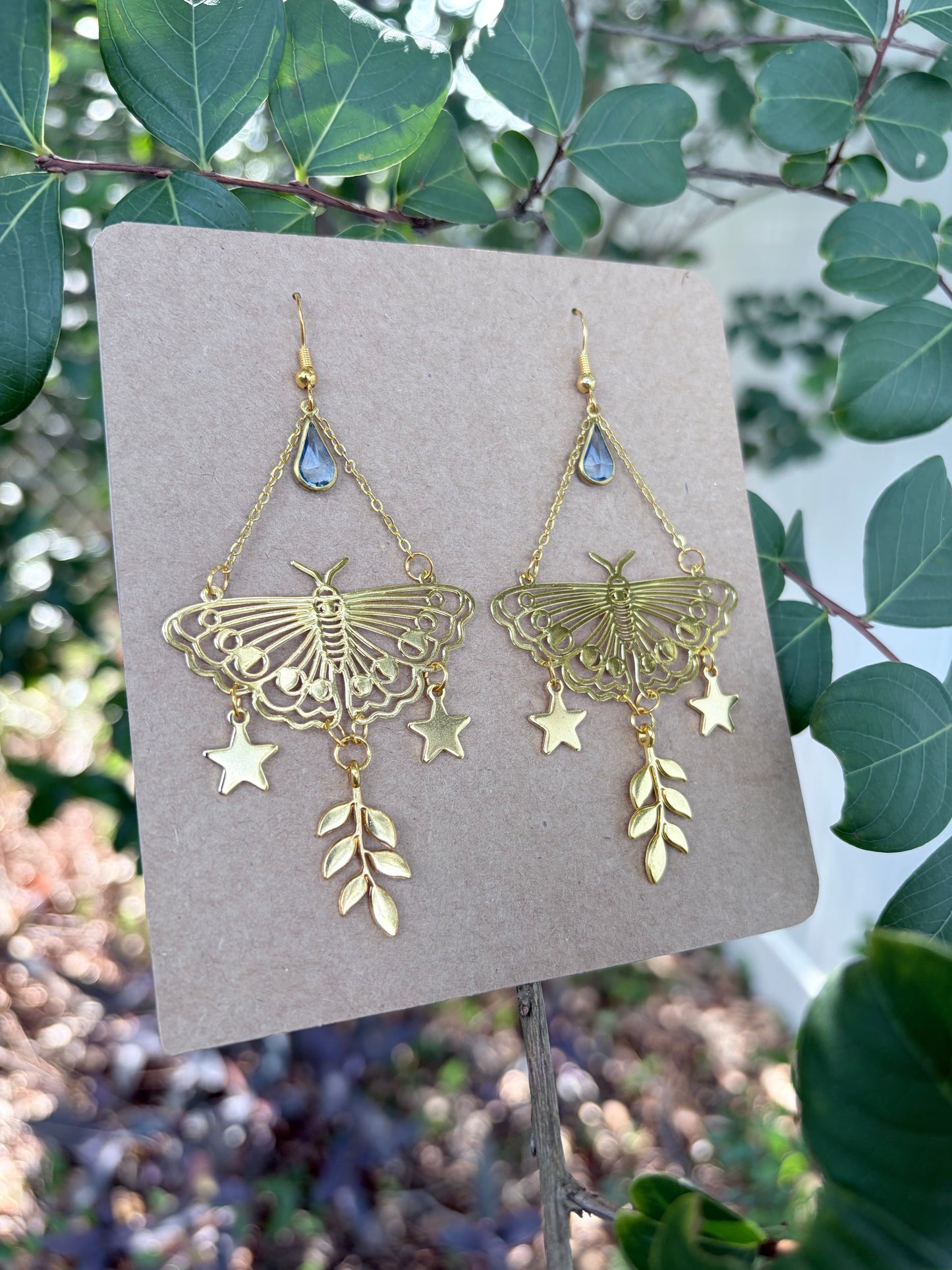 Drawn to the Light | One-of-a-Kind Celestial Moth Statement Earrings