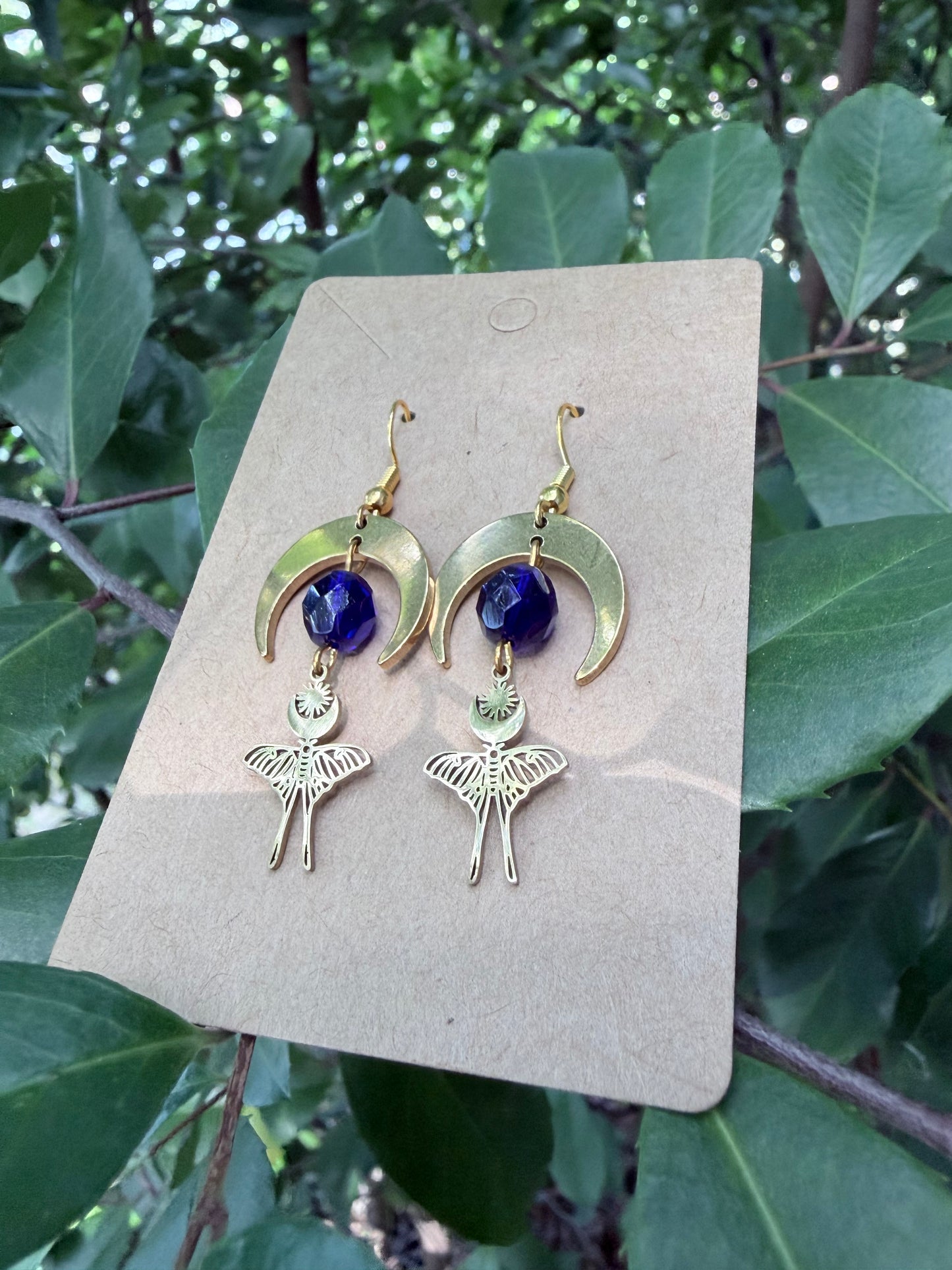 Blue Hour | One-of-a-Kind Celestial Moth Statement Earrings