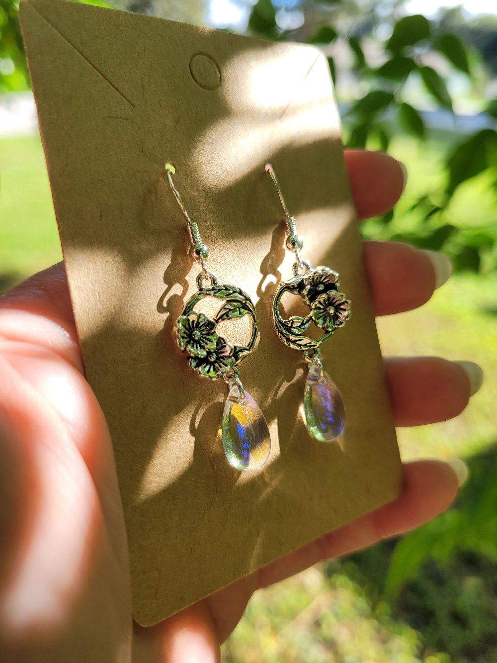 Botanical Teardrop Earrings - Multiple Color Options