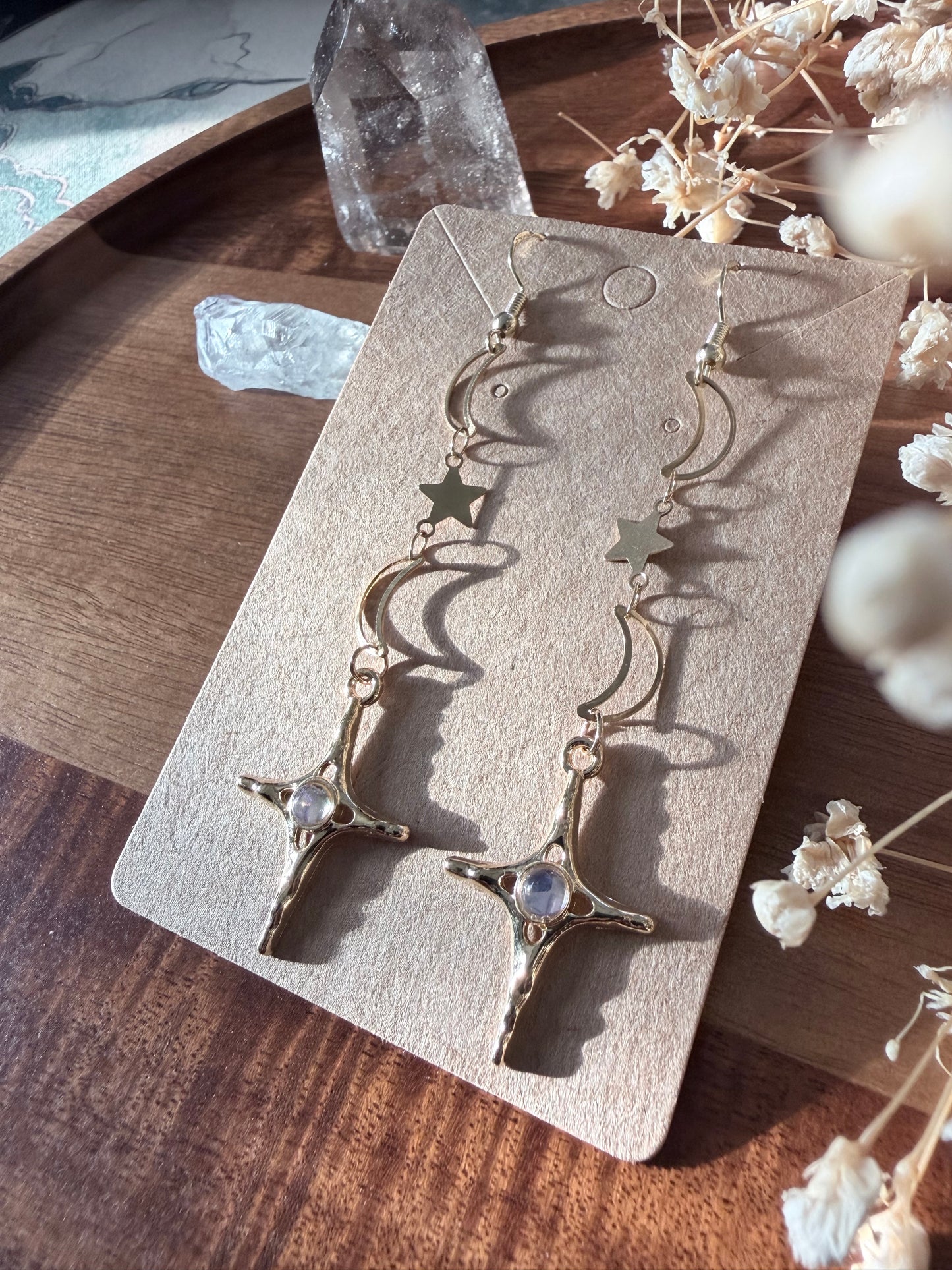 Astral Dreamer Celestial Earrings | 90s Whimsical Goth Moon & Star Jewelry