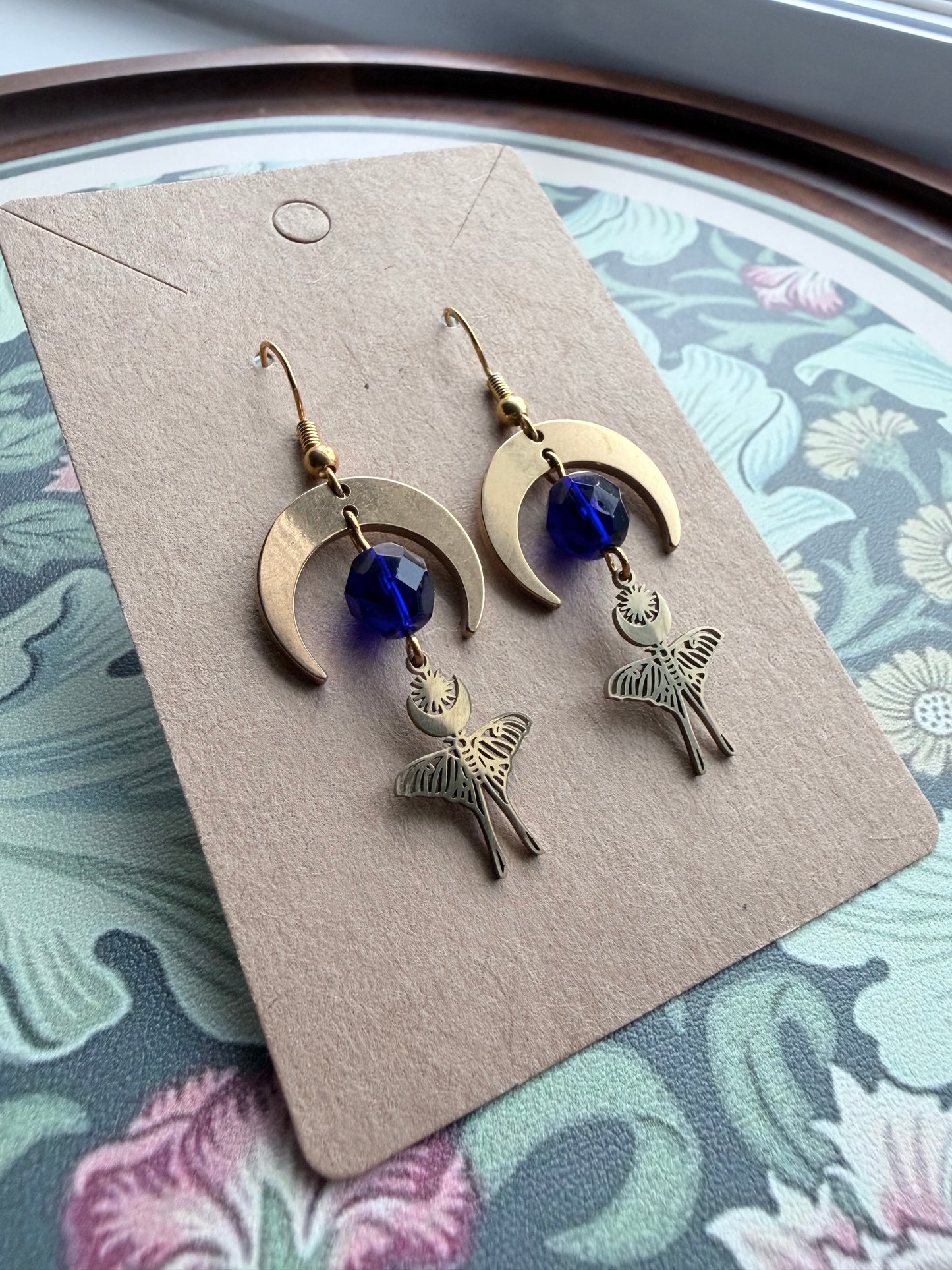 Blue Hour | One-of-a-Kind Celestial Moth Statement Earrings