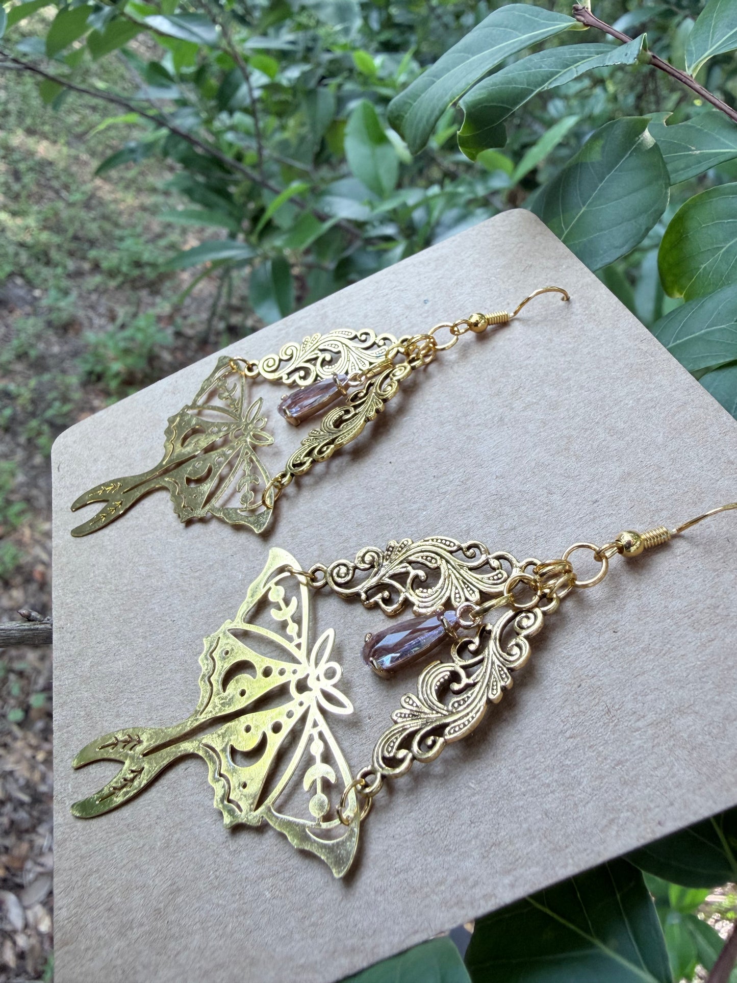 Twilight Veil | One-of-a-Kind Celestial Moth Statement Earrings