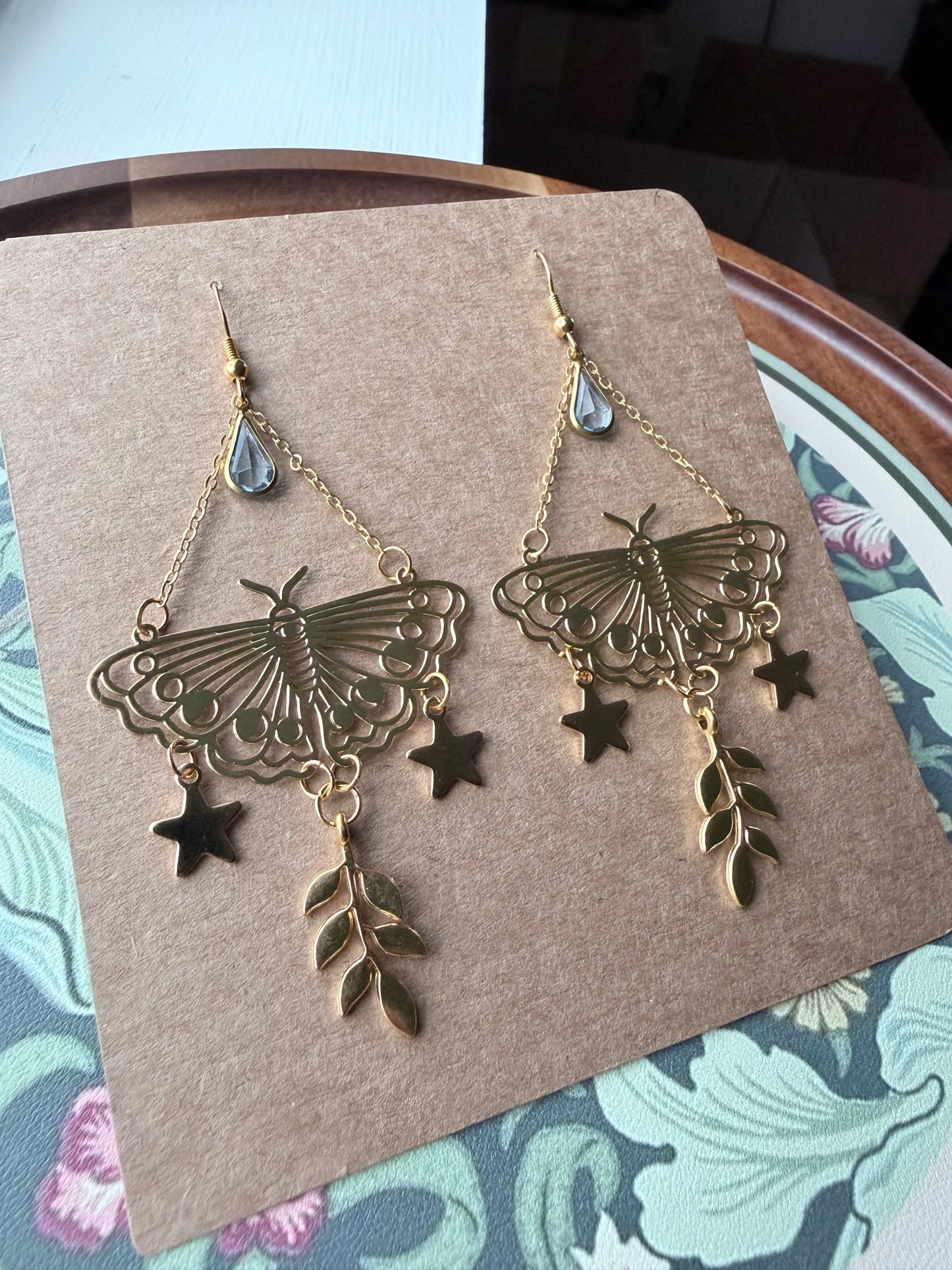 Drawn to the Light | One-of-a-Kind Celestial Moth Statement Earrings