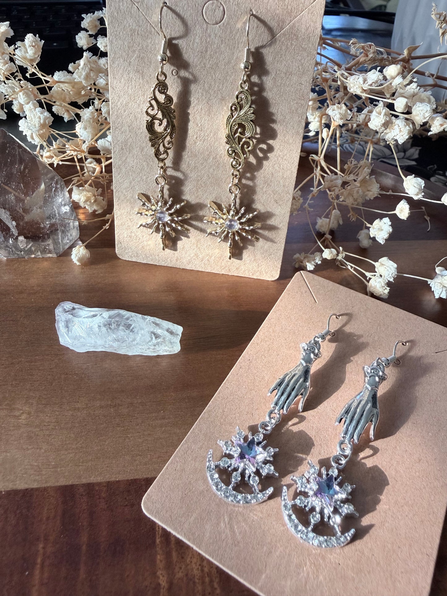 Starbound Wanderer Celestial Earrings | Gothic Moon & Star Jewelry