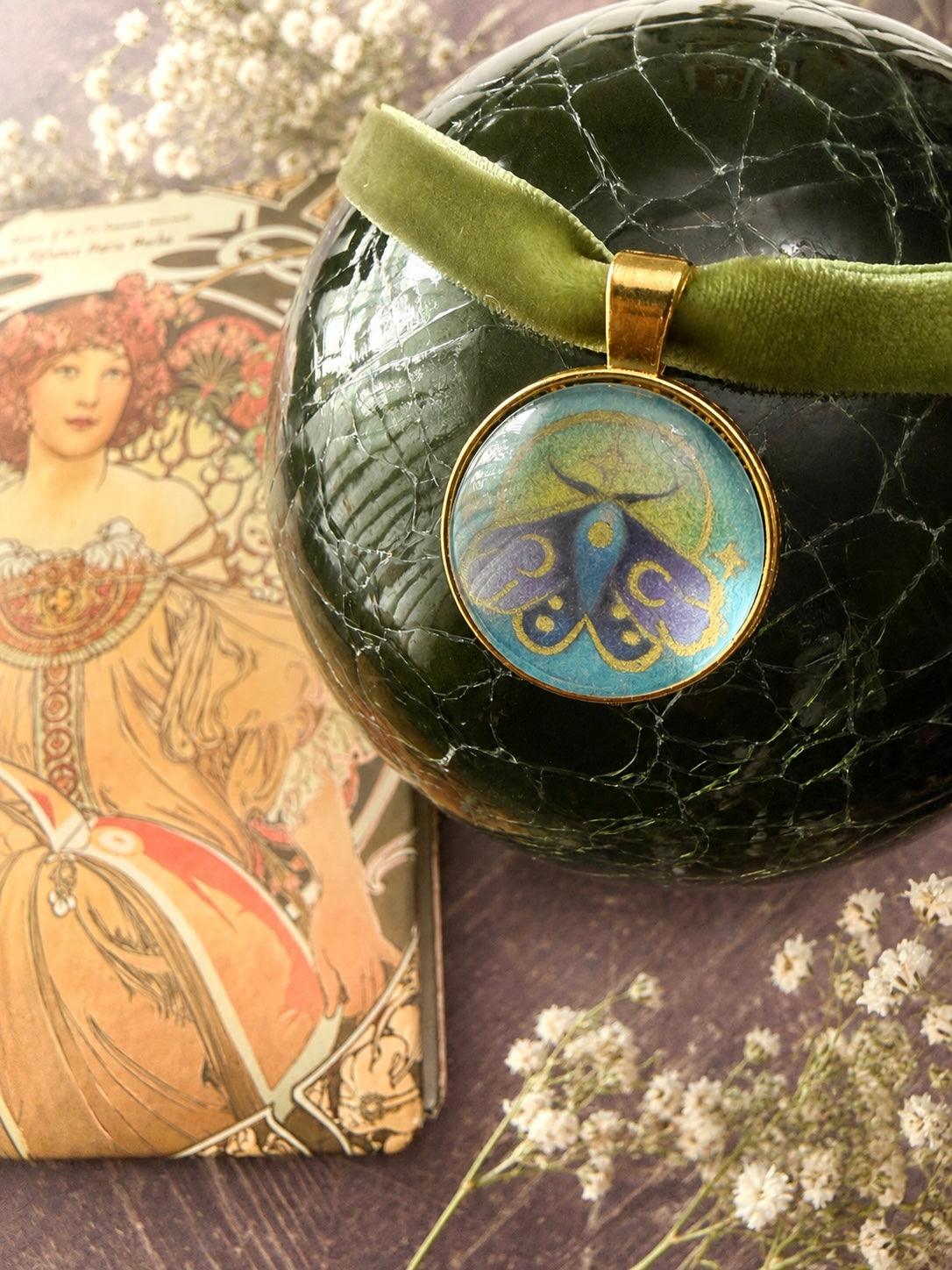Moonlit Moth Velvet Choker