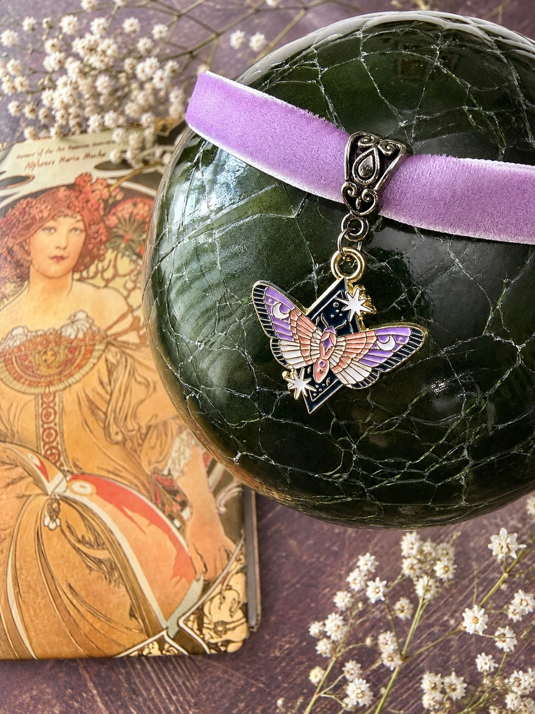 Celestial Moth Velvet Choker