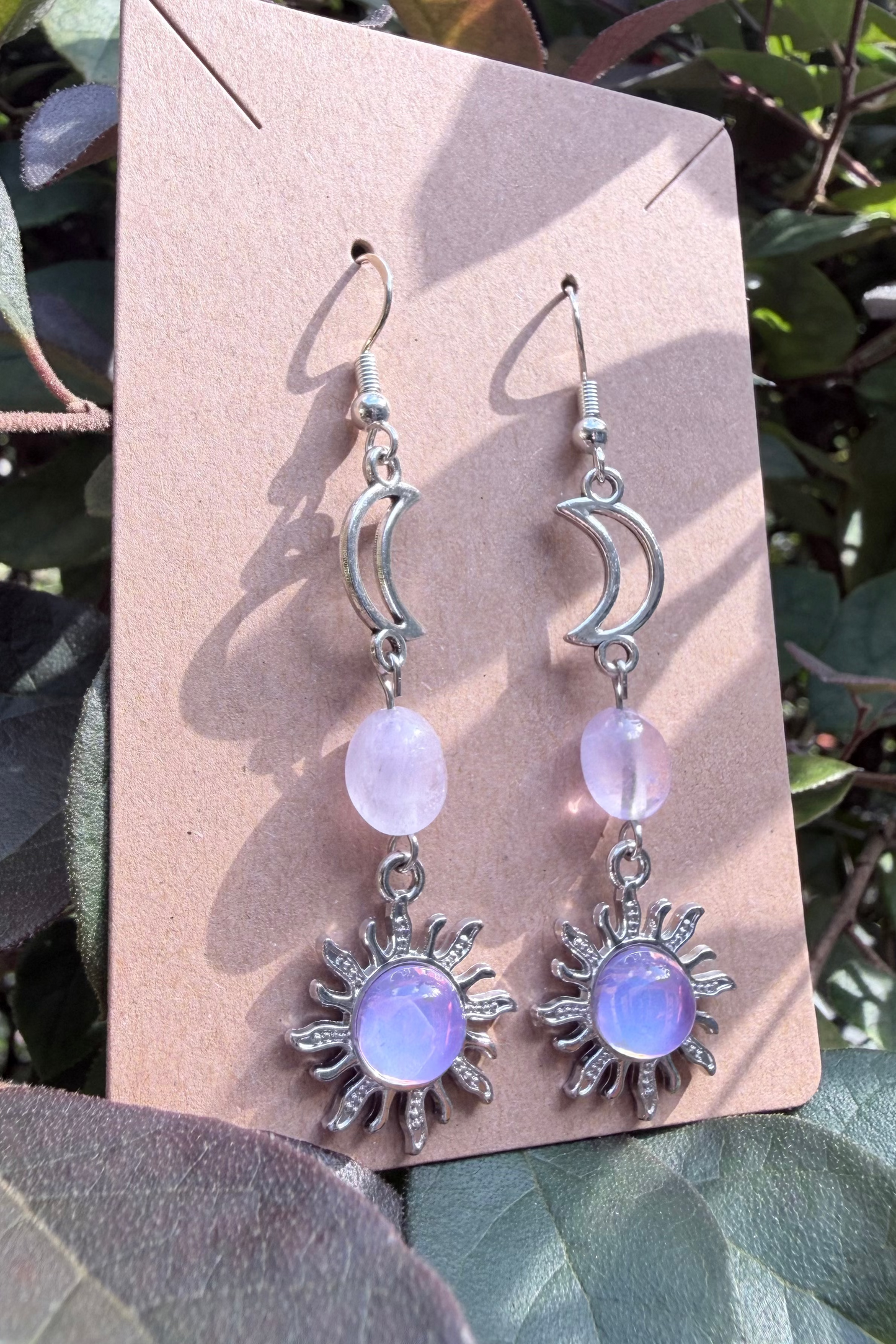 Lavender Eclipse Celestial Earrings | Whimsical Goth Moon & Sun Jewelry