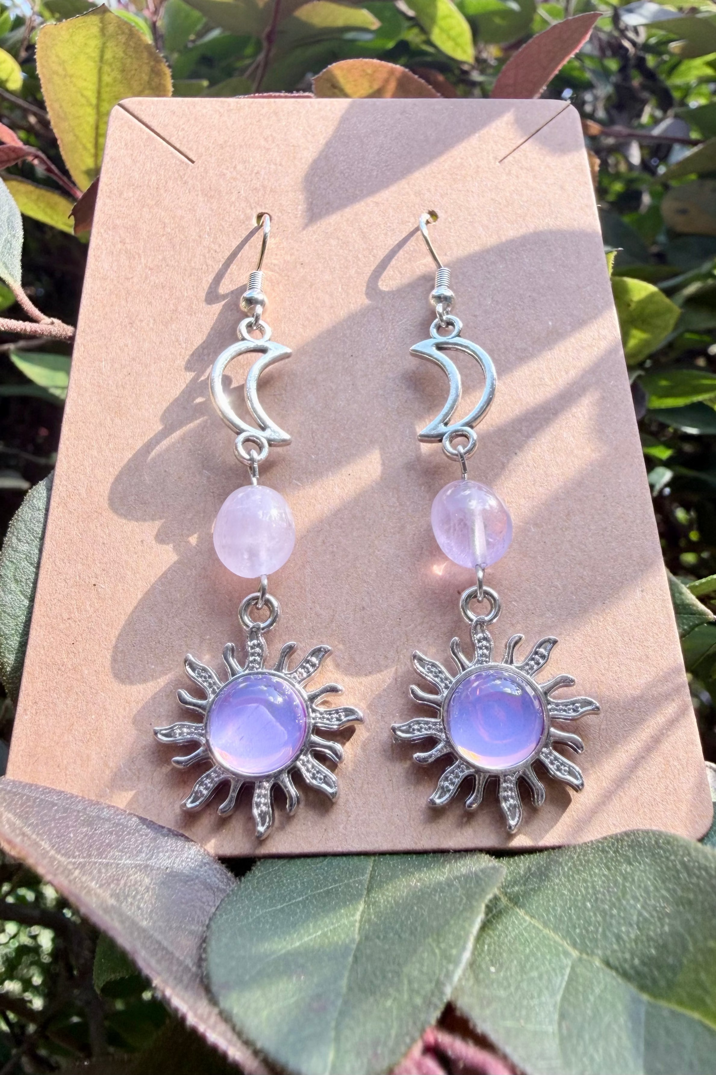 Lavender Eclipse Celestial Earrings | Whimsical Goth Moon & Sun Jewelry