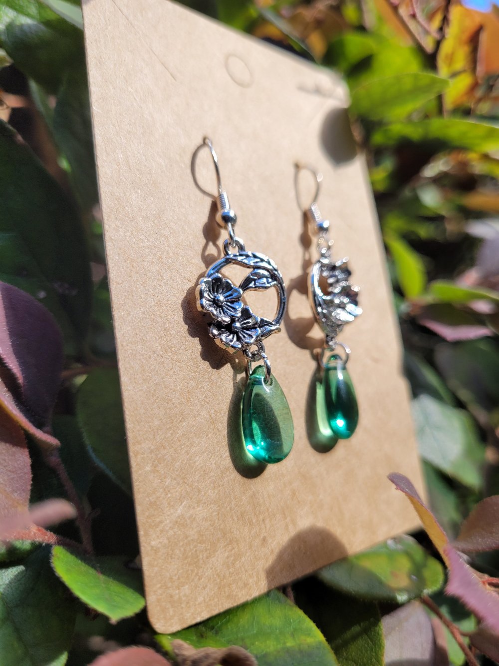 Botanical Teardrop Earrings - Multiple Color Options