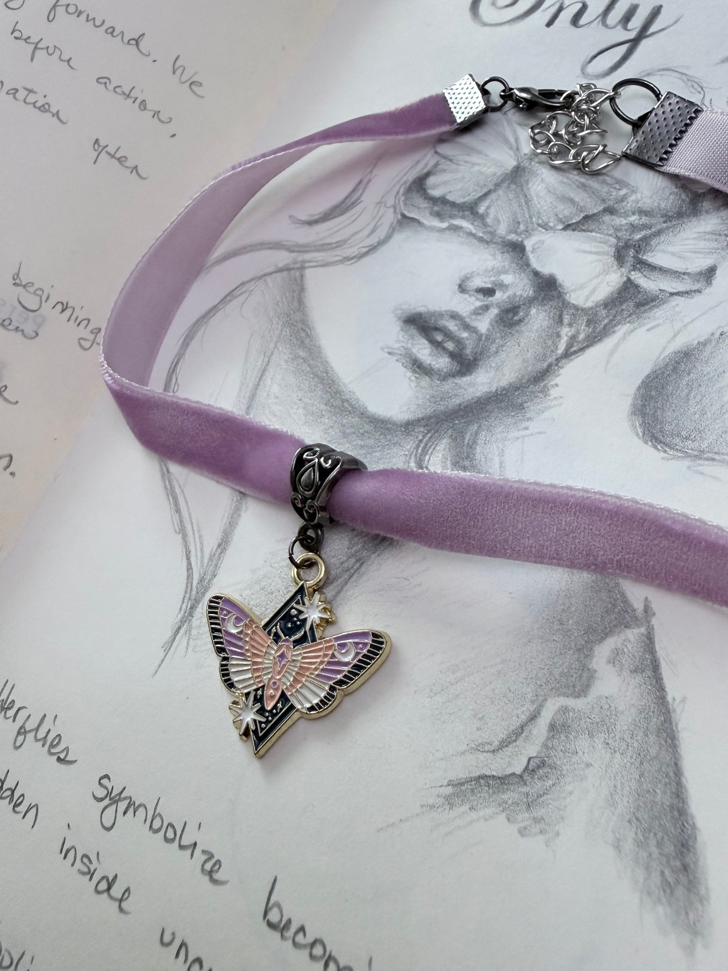 Celestial Moth Velvet Choker