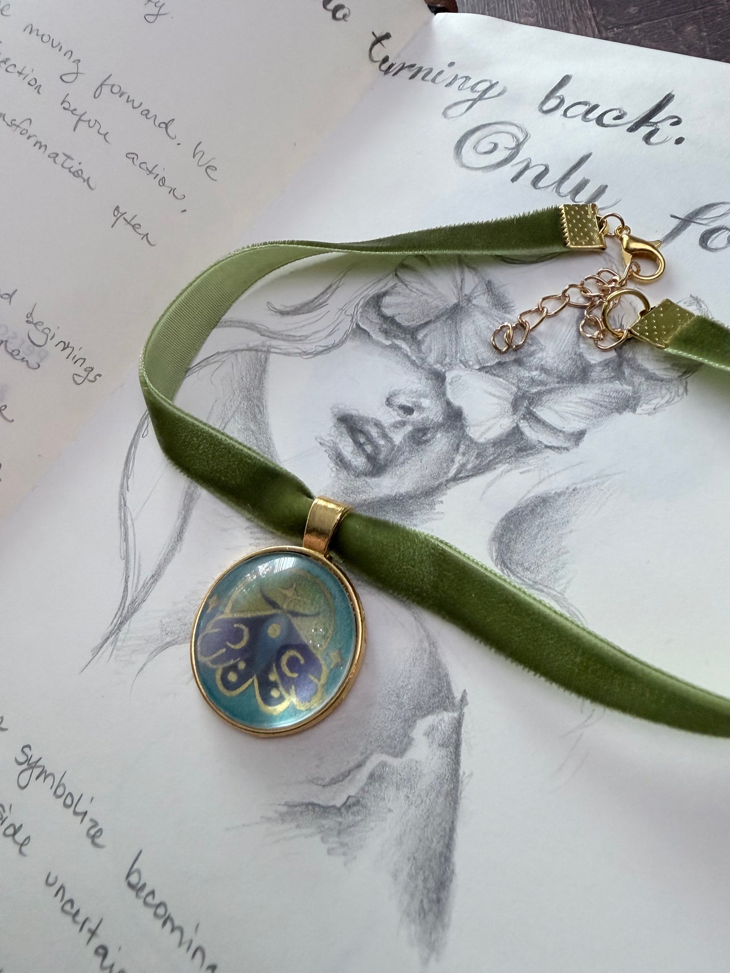Moonlit Moth Velvet Choker