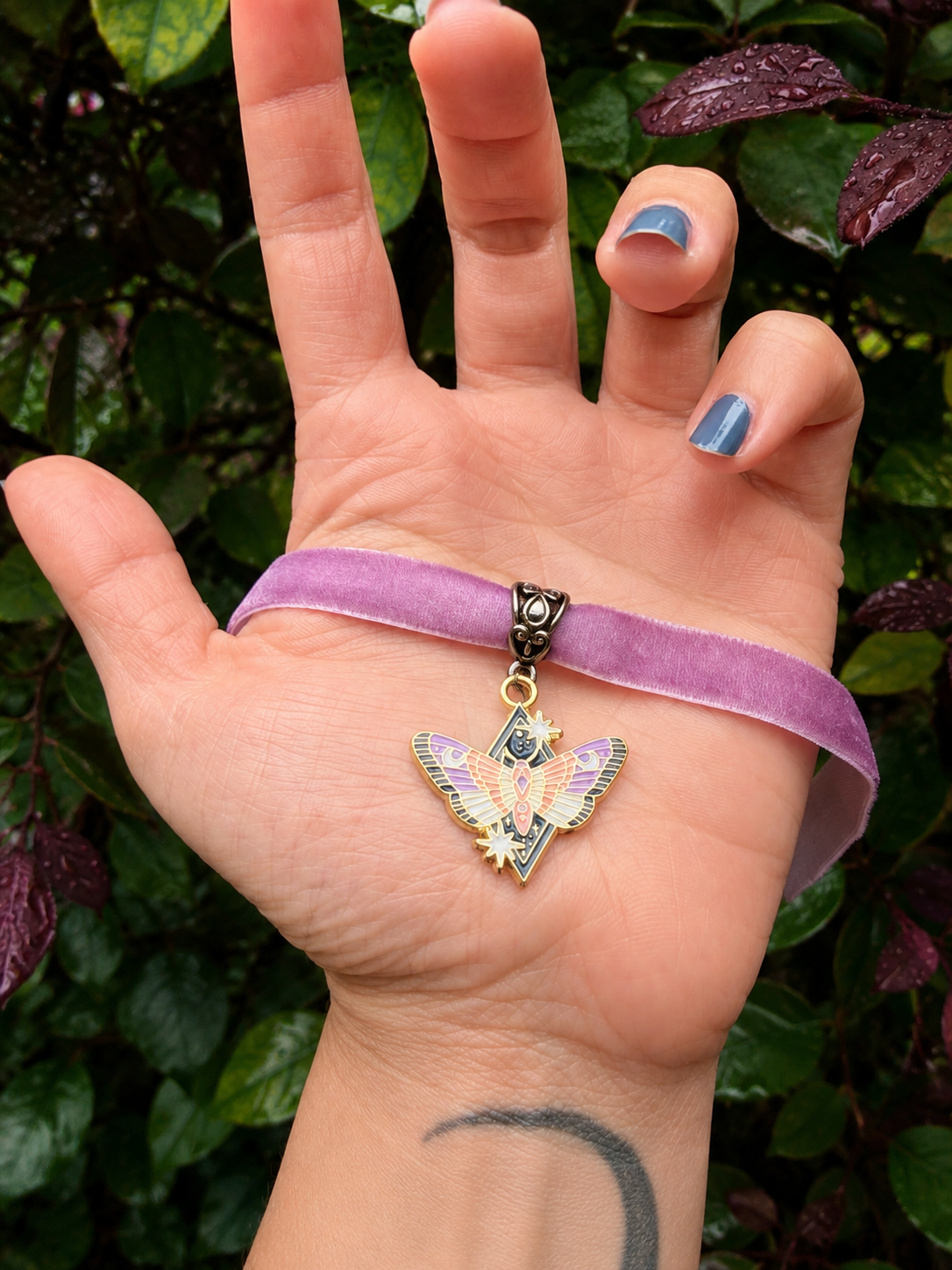 Celestial Moth Velvet Choker