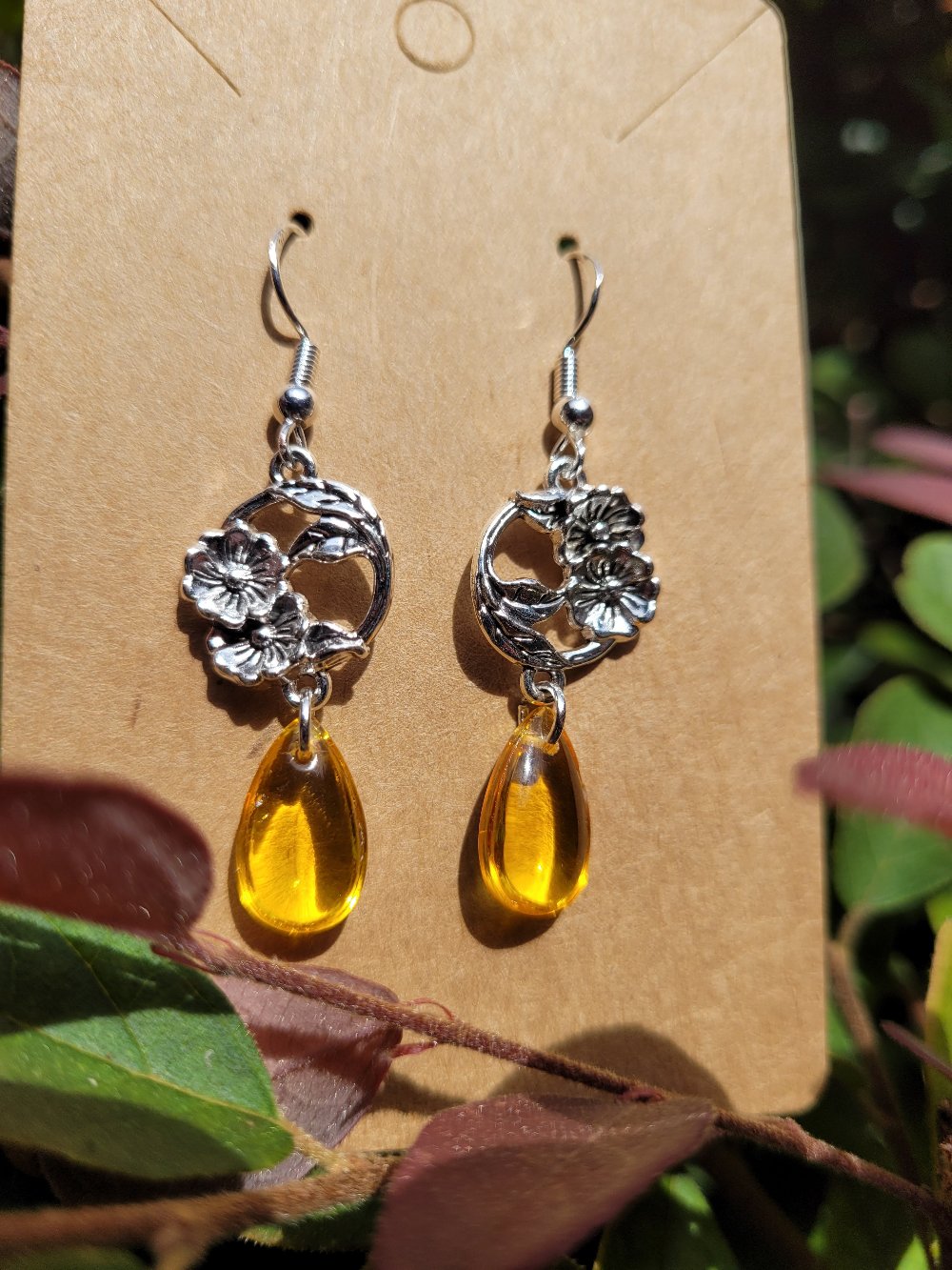 Botanical Teardrop Earrings - Multiple Color Options